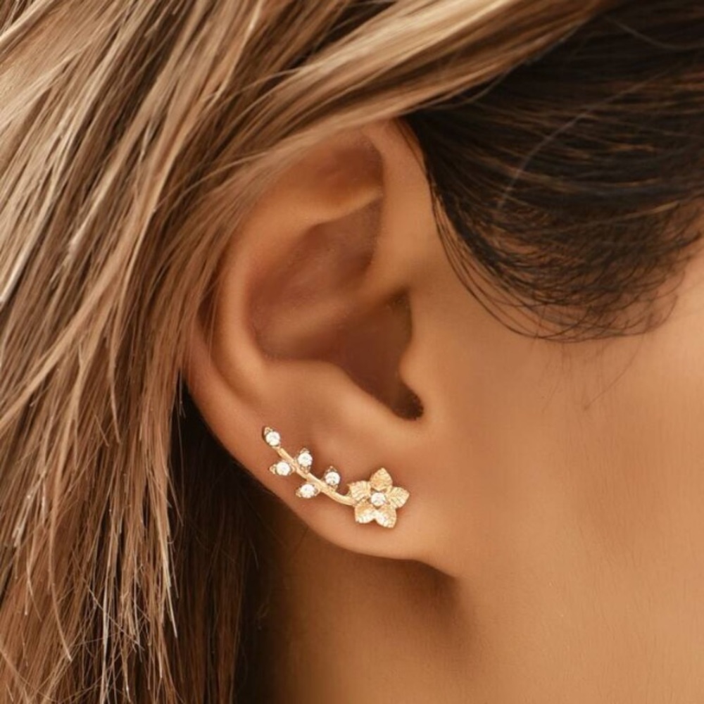 ❤️gorgeous rhinestone flower stud earrings